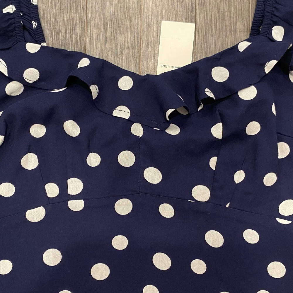 Abercrombie & Fitch Dark Blue Polka Dot Lined Sleeveless Top - Picture 3 of 6